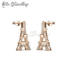 Swarovski Crystals Paris Love Earrings (Rose Gold) - Her Jewellery