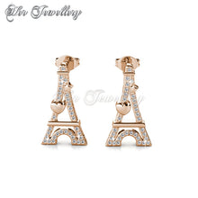 Swarovski Crystals Paris Love Earrings (Rose Gold) - Her Jewellery