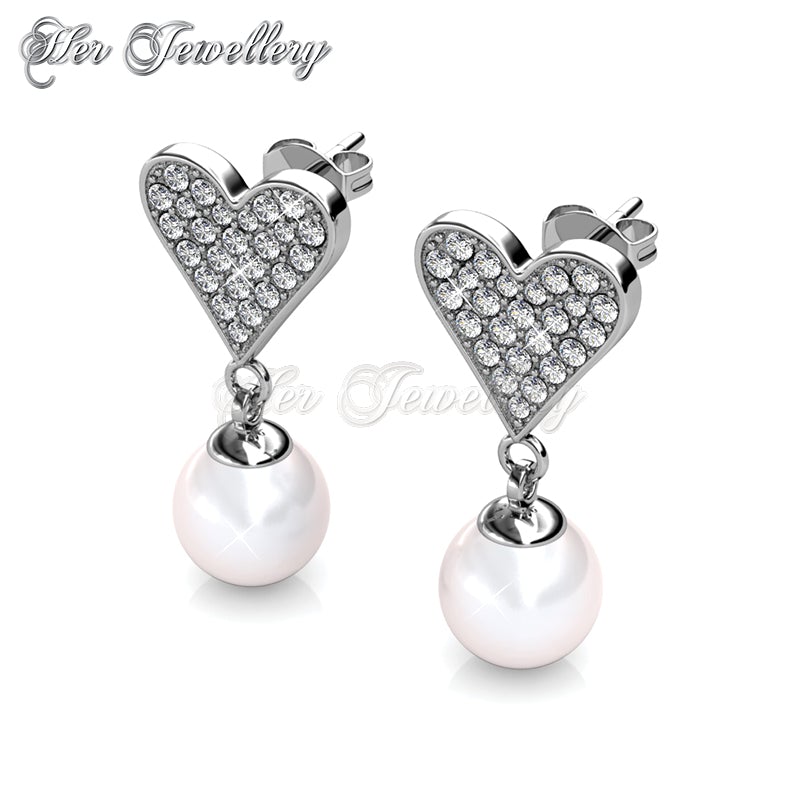 Swarovski Crystals Pearlie Heart Earrings - Her Jewellery