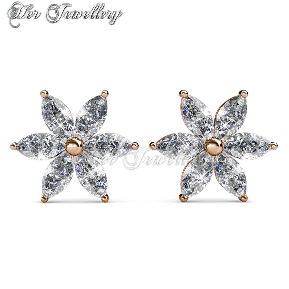 Swarovski Crystals Petal Flower Earrings (Rose Gold) - Her Jewellery