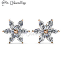 Swarovski Crystals Petal Flower Earrings (Rose Gold) - Her Jewellery