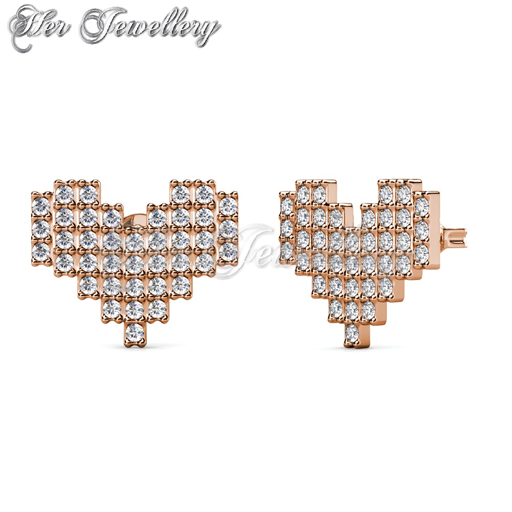 Swarovski Crystals Pixel Love Earrings - Her Jewellery