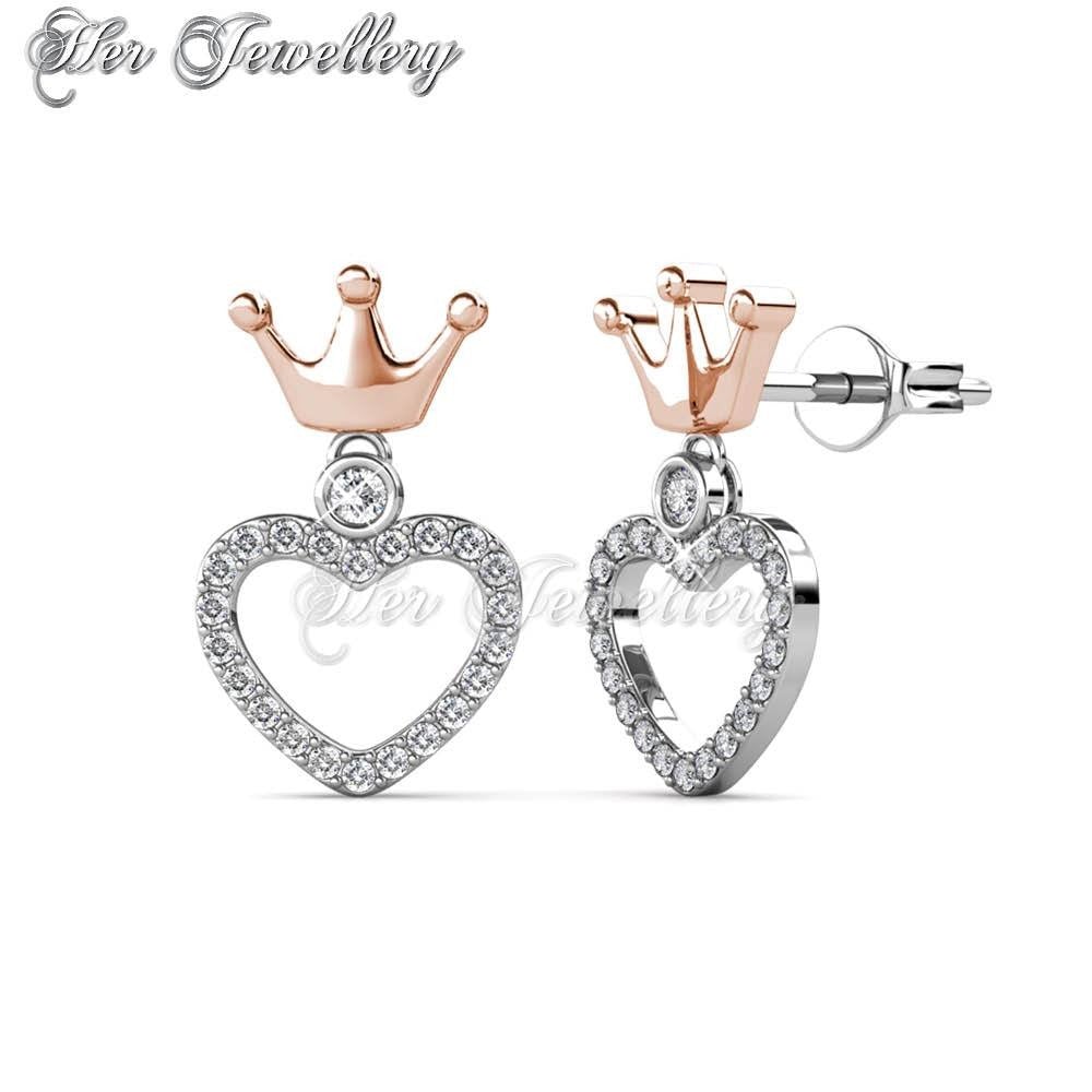 Swarovski Crystals Princess Crown Earrings (Dual Tone) - Her Jewellery