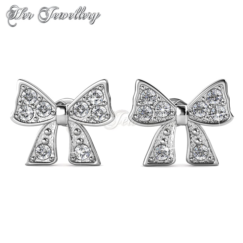 Swarovski Crystals Ribbon Bow Earrings‏ - Her Jewellery