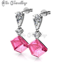 Swarovski Crystals Square Droplet Earrings - Her Jewellery