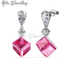 Swarovski Crystals Square Droplet Earrings - Her Jewellery