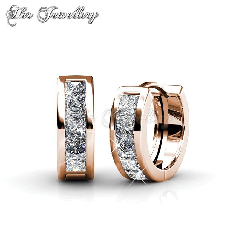 Swarovski Crystals Square Hoop Earrings (Rose Gold) - Her Jewellery