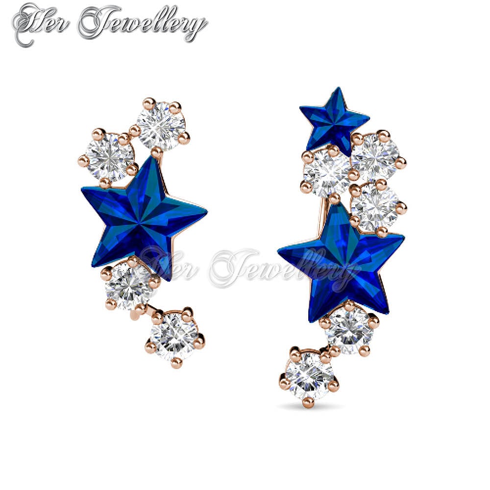 Swarovski Crystals Starry Hook Earrings (Blue Crystal) - Her Jewellery