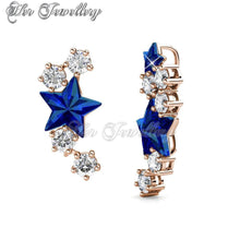Swarovski Crystals Starry Hook Earrings (Blue Crystal) - Her Jewellery