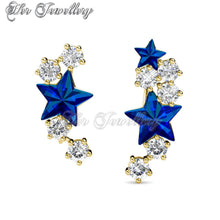 Swarovski Crystals Starry Hook Earrings (Blue Crystal) - Her Jewellery