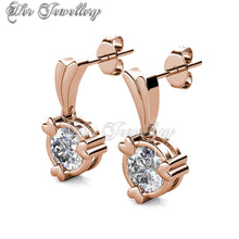 Swarovski Crystals Tri Love Ring Earrings‏ (Rose Gold) - Her Jewellery