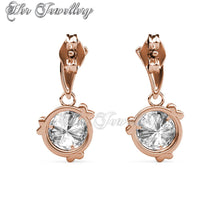 Swarovski Crystals Tri Love Ring Earrings‏ (Rose Gold) - Her Jewellery