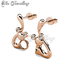 Swarovski Crystals Trumpet Mice Earrings - Her Jewellery