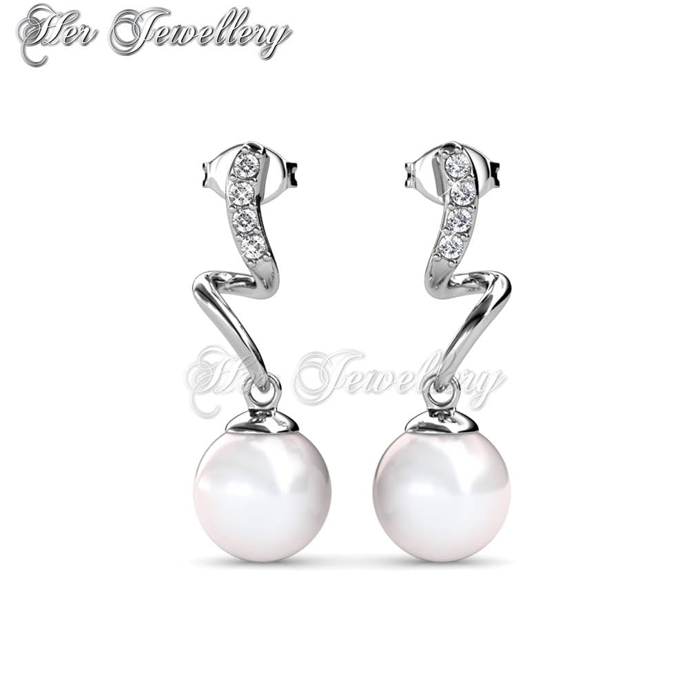 Swarovski Crystals Waver Pearl Earrings - Her Jewellery