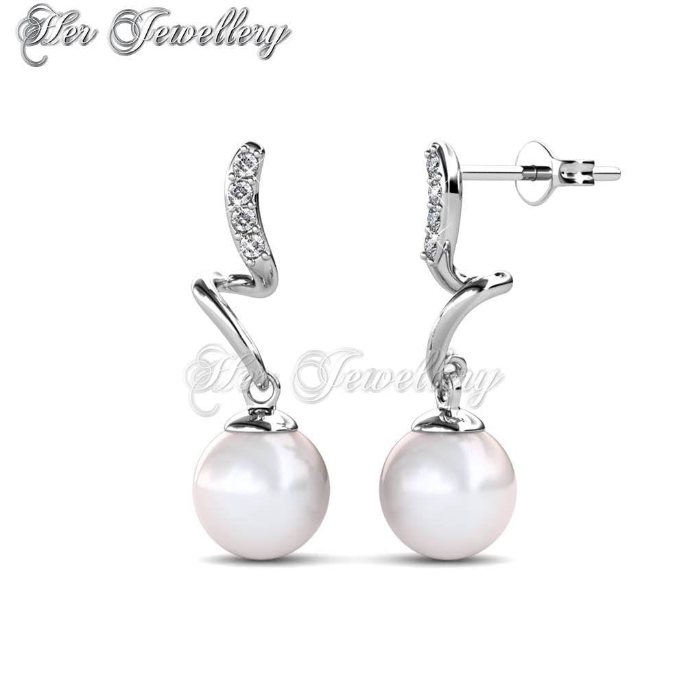 Swarovski Crystals Waver Pearl Earrings - Her Jewellery