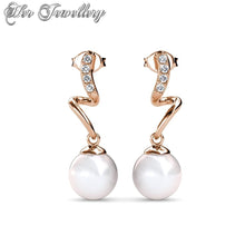 Swarovski Crystals Waver Pearl Earrings - Her Jewellery