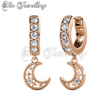 Swarovski Crystals Starry Cresent Earrings - Her Jewellery
