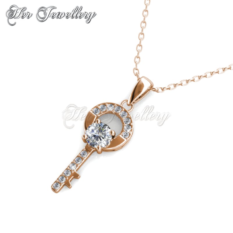 Swarovski Crystals Camilia Key Pendant‏ (Rose Gold) - Her Jewellery