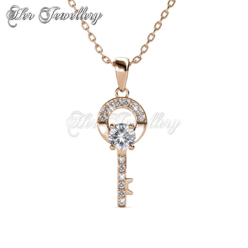 Swarovski Crystals Camilia Key Pendant‏ (Rose Gold) - Her Jewellery