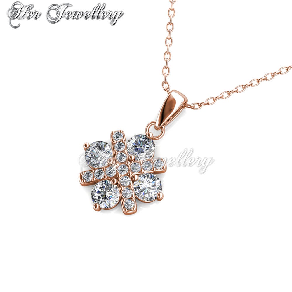 Swarovski Crystals Cross Petal Pendant (Rose Gold) - Her Jewellery