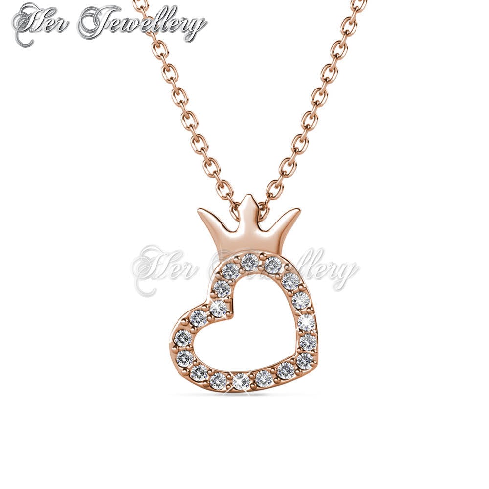 Swarovski Crystals Crown Love Pendant ‏ - Her Jewellery