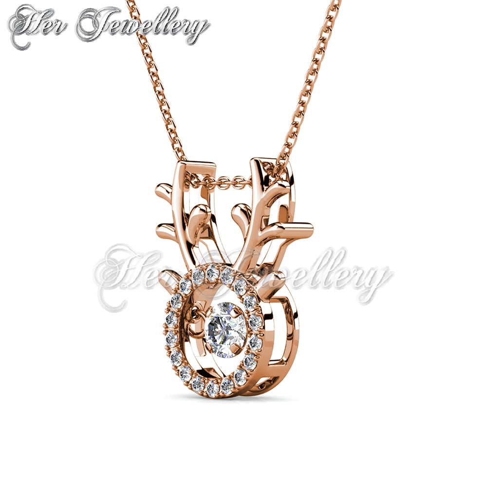 Swarovski Crystals Dancing Antlers Pendant - Her Jewellery