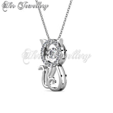 Swarovski Crystals Dancing Kitty Pendant - Her Jewellery