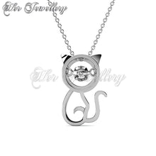 Swarovski Crystals Dancing Kitty Pendant - Her Jewellery
