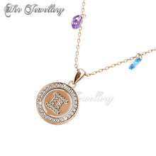Swarovski Crystals Disc Crystal Pendant (Rose Gold) - Her Jewellery