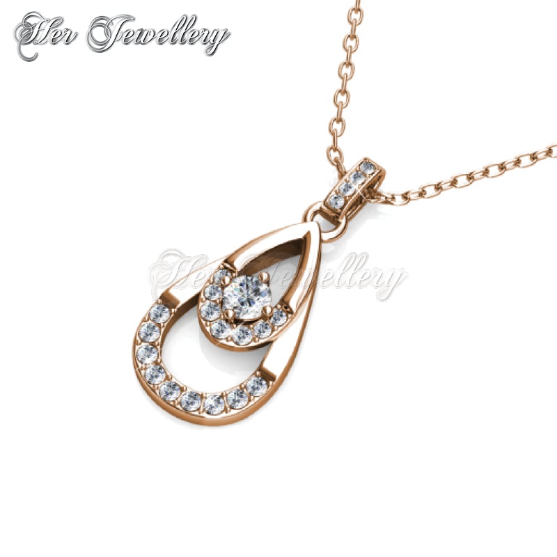 Swarovski Crystals Duo Drop Pendant (Rose Gold) - Her Jewellery