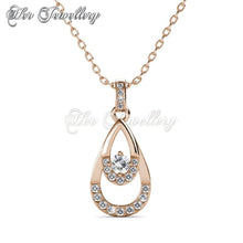 Swarovski Crystals Duo Drop Pendant (Rose Gold) - Her Jewellery