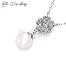Swarovski Crystals Floral Pearl Pendant - Her Jewellery