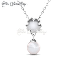 Swarovski Crystals Floral Pearl Pendant - Her Jewellery