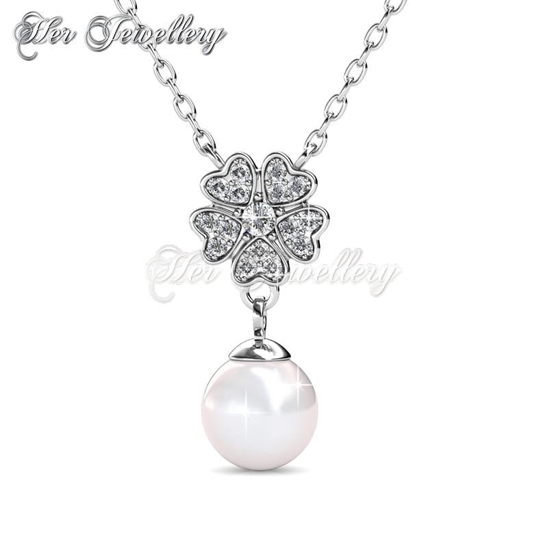 Swarovski Crystals Floral Pearl Pendant - Her Jewellery