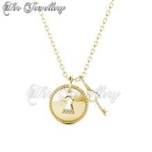 Swarovski Crystals Golden Key Pendant - Her Jewellery