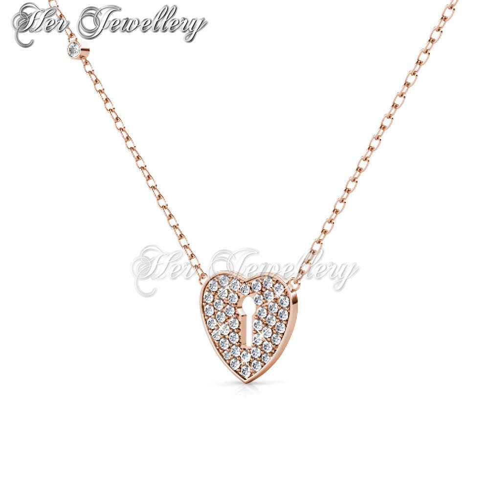 Swarovski Crystals Heart Lock Pendant‏ - Her Jewellery