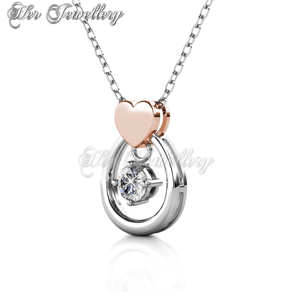 Swarovski Crystals Love Drop Pendant (Dual Tone) - Her Jewellery