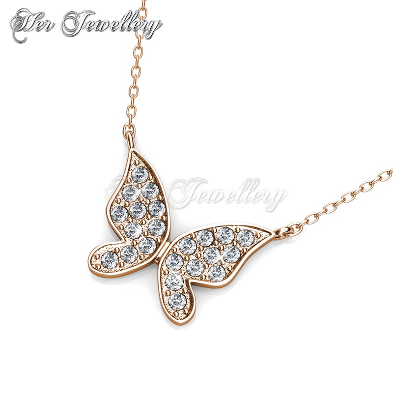 Swarovski Crystals Meadow Butterfly Pendant (Rose Gold) - Her Jewellery