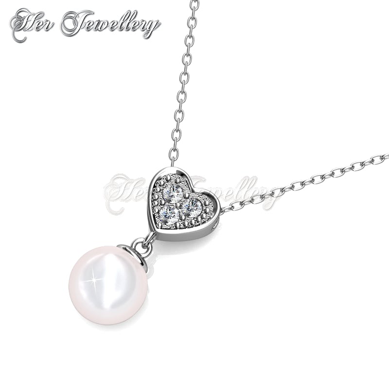 Swarovski Crystals Pearl Heart Pendant - Her Jewellery