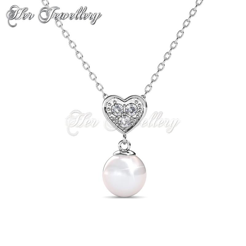 Swarovski Crystals Pearl Heart Pendant - Her Jewellery