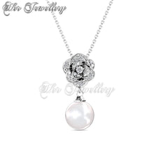 Swarovski Crystals Pearl Rose Pendant - Her Jewellery