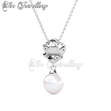 Swarovski Crystals Pearl Rose Pendant - Her Jewellery