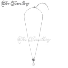 Swarovski Crystals Pearl Rose Pendant - Her Jewellery