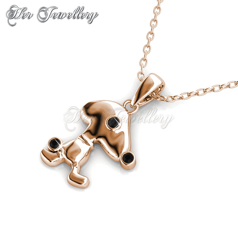 Swarovski Crystals Pup Beagle Pendant (Rose Gold, Black) - Her Jewellery