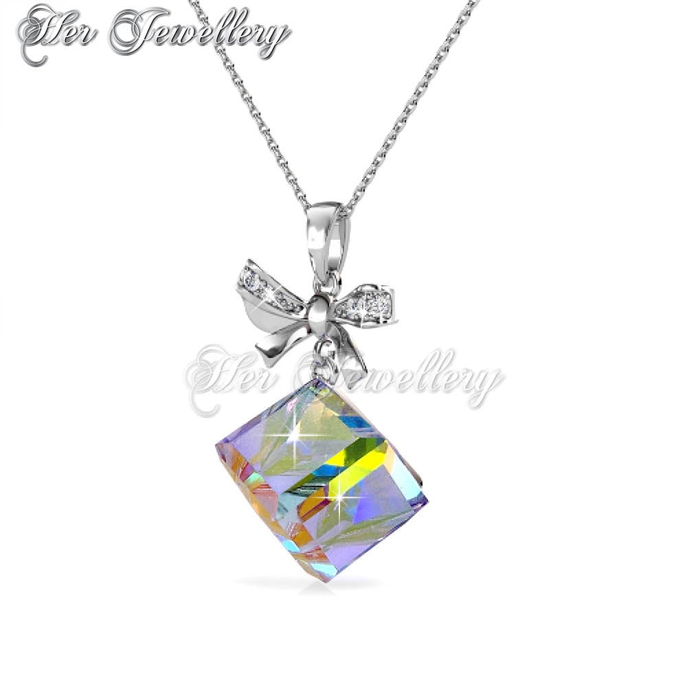 Swarovski Crystals Square Cerulean Pendant‏ (AB Rainbow) - Her Jewellery