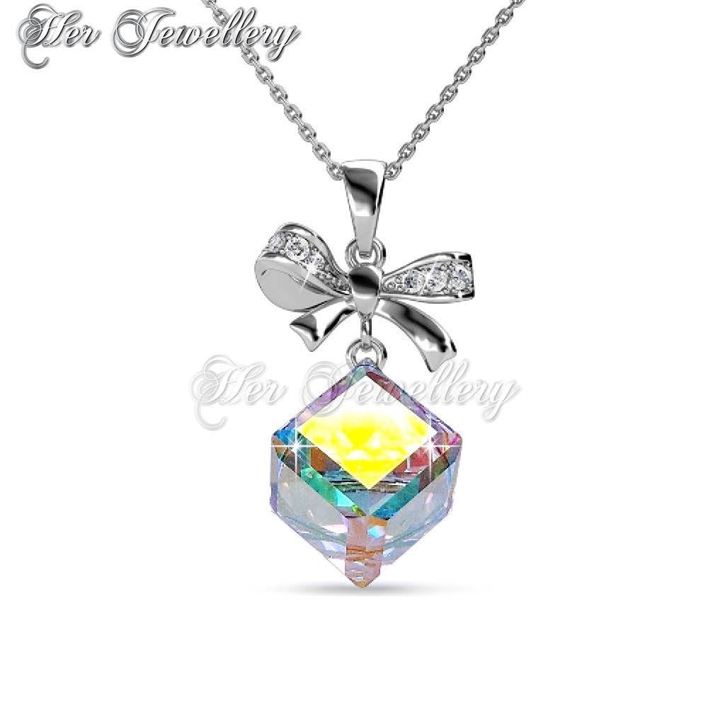 Swarovski Crystals Square Cerulean Pendant‏ (AB Rainbow) - Her Jewellery