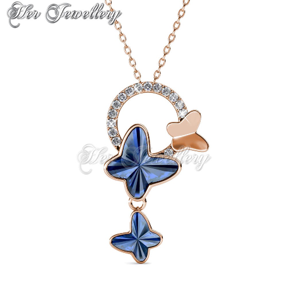 Swarovski Crystals Tri Butterfly Pendant‏ - Her Jewellery