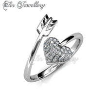 Swarovski Crystals Arrow Of Heart Ring - Her Jewellery