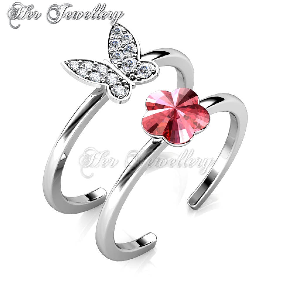 Swarovski Crystals Butterfly Petal Ring - Her Jewellery
