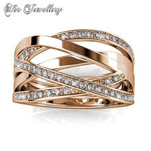 Swarovski Crystals Criss Cross Ring (Rose Gold) - Her Jewellery
